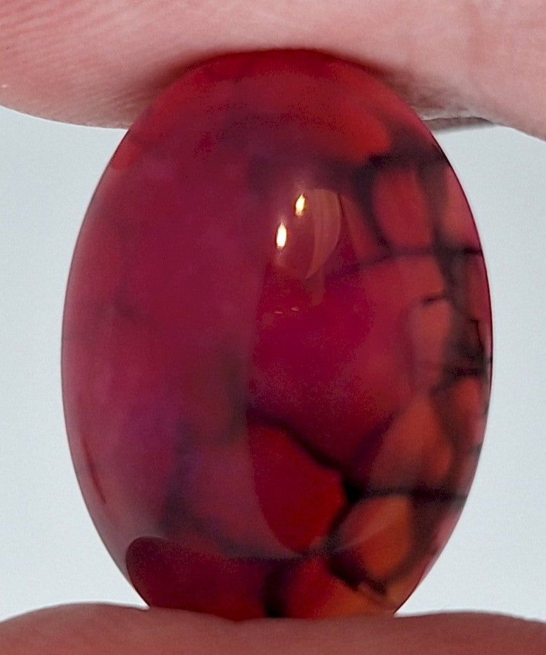 25x18mm Dyed Magenta Deep Pink Dragon Vein Agate Cabochon Stone S4008J
