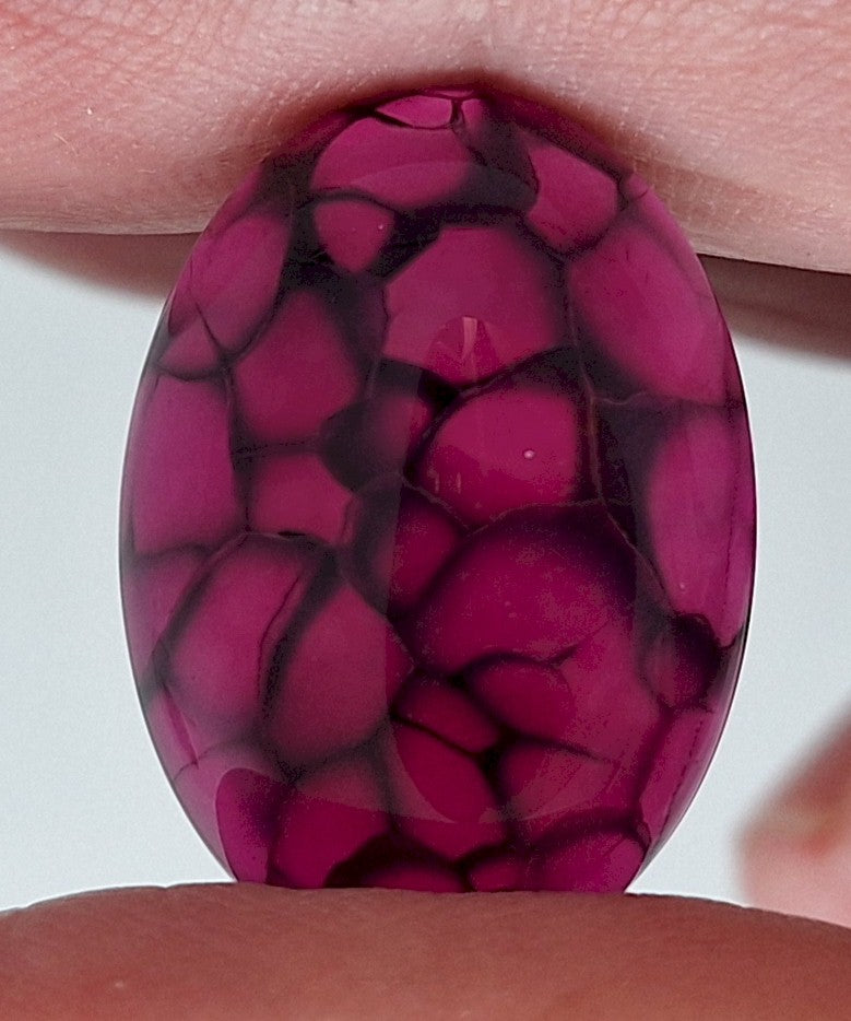 25x18mm Dyed Magenta Deep Pink Dragon Vein Agate Cabochon Stone S4008K