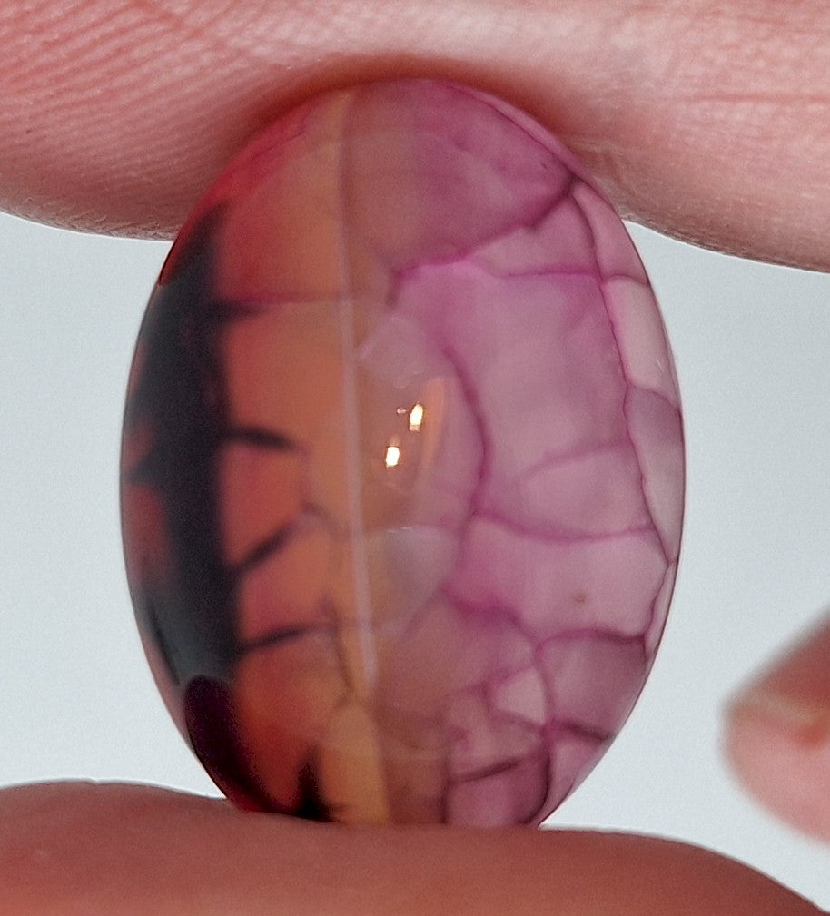 25x18mm Dyed Magenta Deep Pink Dragon Vein Agate Cabochon Stone S4008M