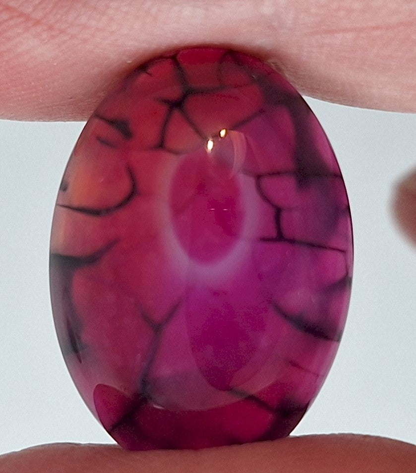 25x18mm Dyed Magenta Deep Pink Dragon Vein Agate Cabochon Stone S4008R