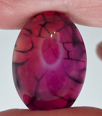25x18mm Dyed Magenta Deep Pink Dragon Vein Agate Cabochon Stone S4008R