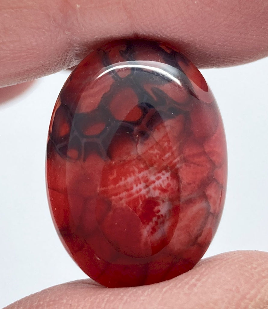 25x18mm Dyed Amber Red Brown Dragon Vein Agate Cabochon Stone S4038A
