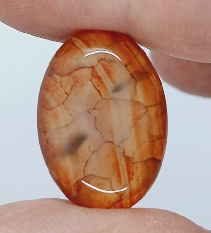 25x18mm Dyed Amber Red Brown Dragon Vein Agate Cabochon Stone S4038B