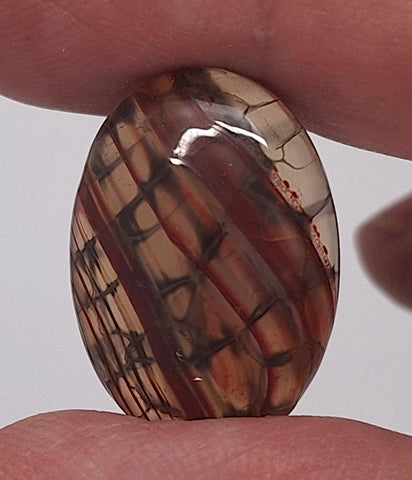 25x18mm Dyed Amber Red Brown Dragon Vein Agate Cabochon Stone S4038D