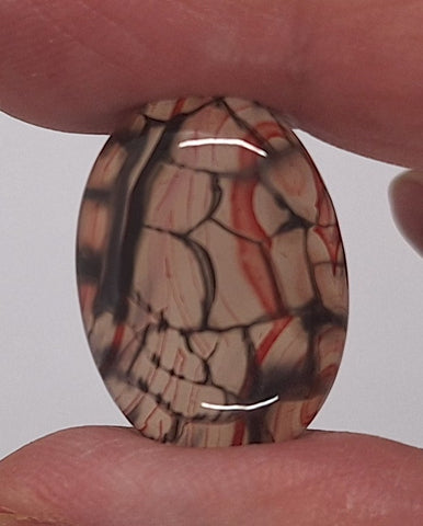 25x18mm Dyed Amber Red Brown Dragon Vein Agate Cabochon Stone S4038E