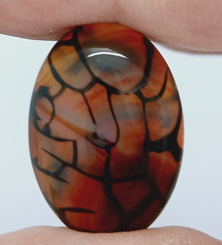 25x18mm Dyed Amber Red Brown Dragon Vein Agate Cabochon Stone S4038F