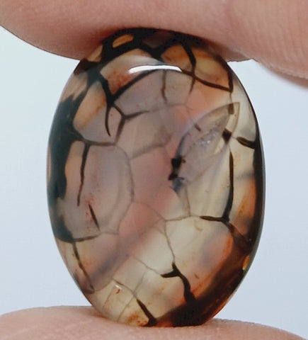 25x18mm Dyed Amber Red Brown Dragon Vein Agate Cabochon Stone S4038G