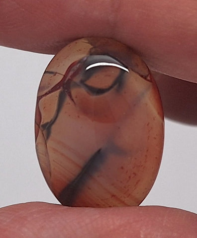 25x18mm Dyed Amber Red Brown Dragon Vein Agate Cabochon Stone S4038H