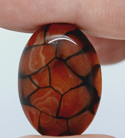 25x18mm Dyed Amber Red Brown Dragon Vein Agate Cabochon Stone S4038H