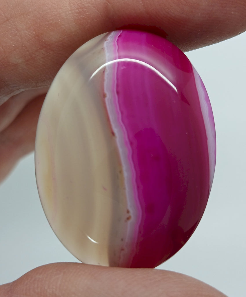 40x30mm Banded Agate Dyed Red to Purple Flat Back Gemstone Cabochon S4092A