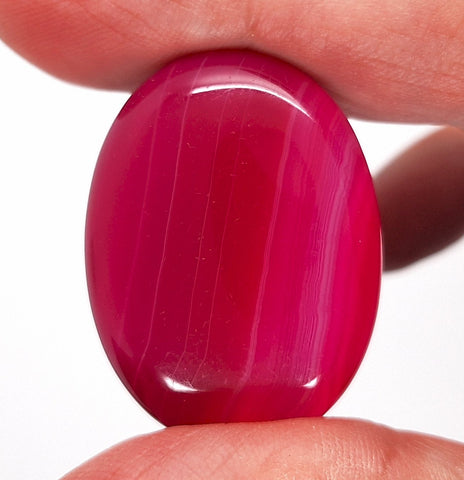 40x30mm Banded Agate Dyed Red to Purple Flat Back Gemstone Cabochon S4092D