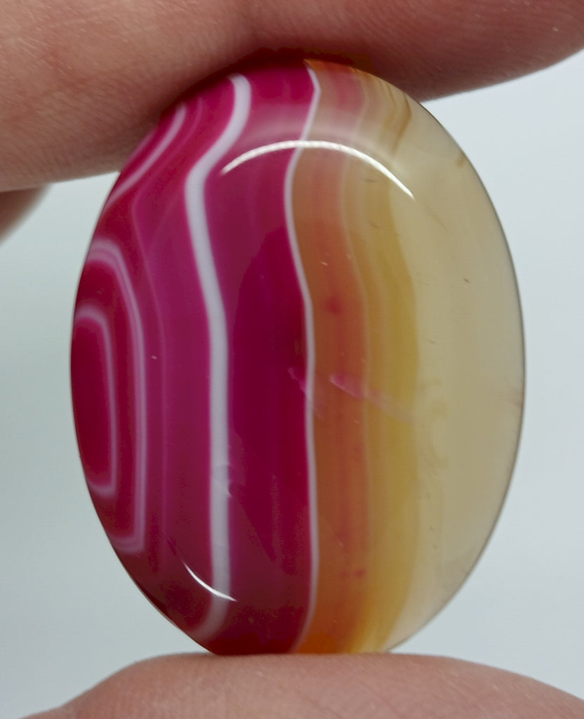 40x30mm Banded Agate Dyed Red to Purple Flat Back Gemstone Cabochon S4092E