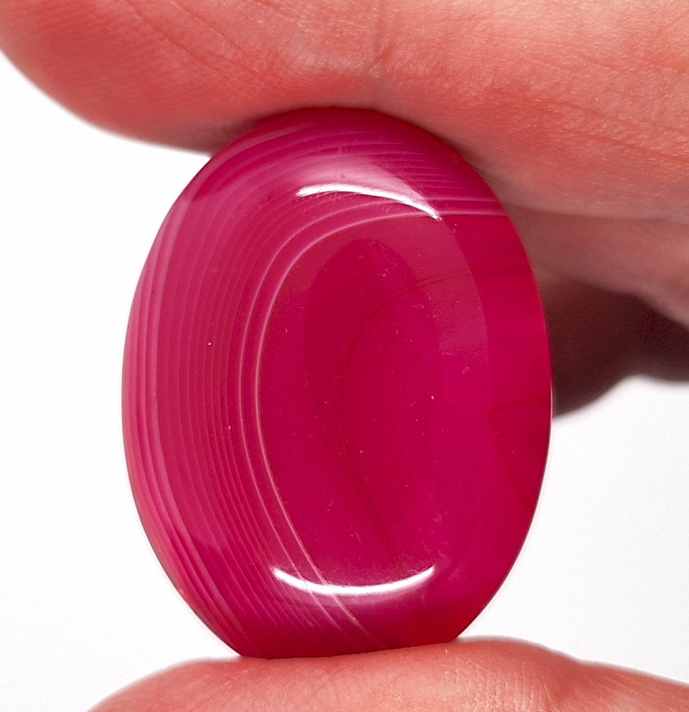 40x30mm Banded Agate Dyed Red to Purple Flat Back Gemstone Cabochon S4092E