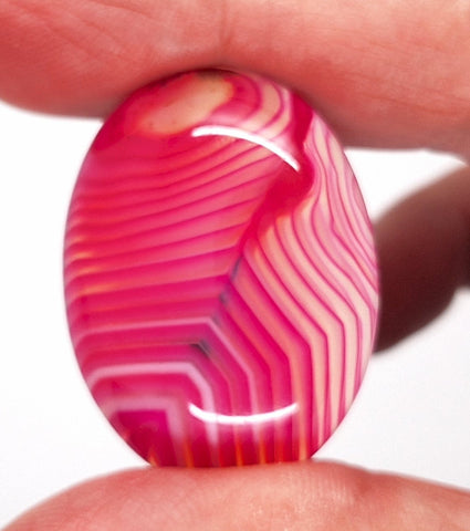 40x30mm Banded Agate Dyed Red to Purple Flat Back Gemstone Cabochon S4092G