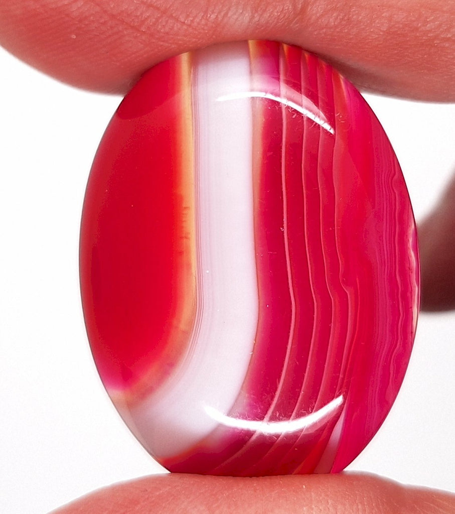40x30mm Banded Agate Dyed Red to Purple Flat Back Gemstone Cabochon S4092H