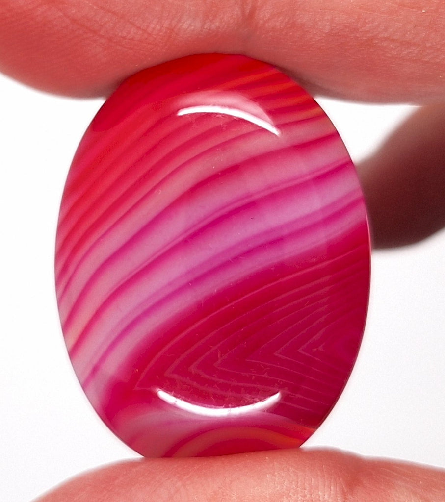 40x30mm Banded Agate Dyed Red to Purple Flat Back Gemstone Cabochon S4092L
