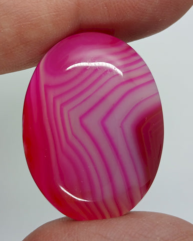 40x30mm Banded Agate Dyed Red to Purple Flat Back Gemstone Cabochon S4092L