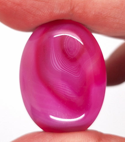 40x30mm Banded Agate Dyed Red to Purple Flat Back Gemstone Cabochon S4092M