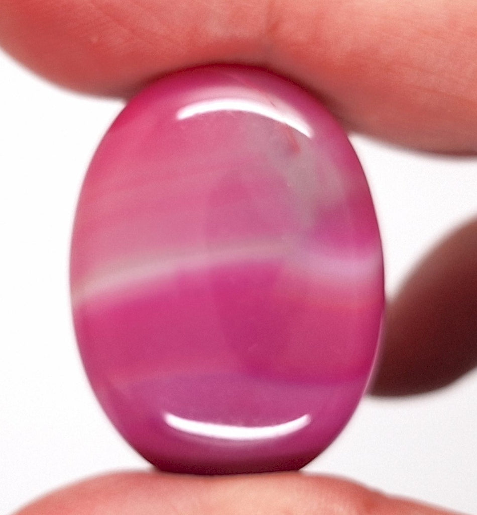 40x30mm Banded Agate Dyed Red to Purple Flat Back Gemstone Cabochon S4092N