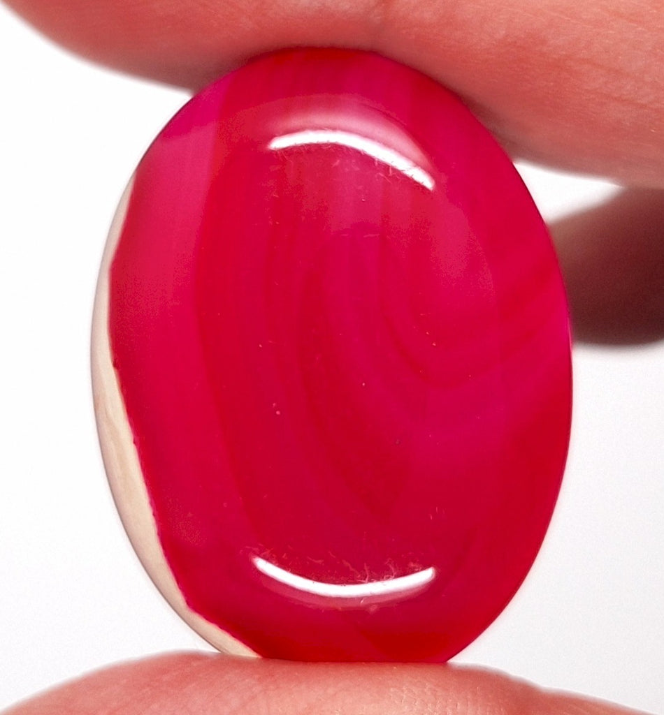 40x30mm Banded Agate Dyed Red to Purple Flat Back Gemstone Cabochon S4092P