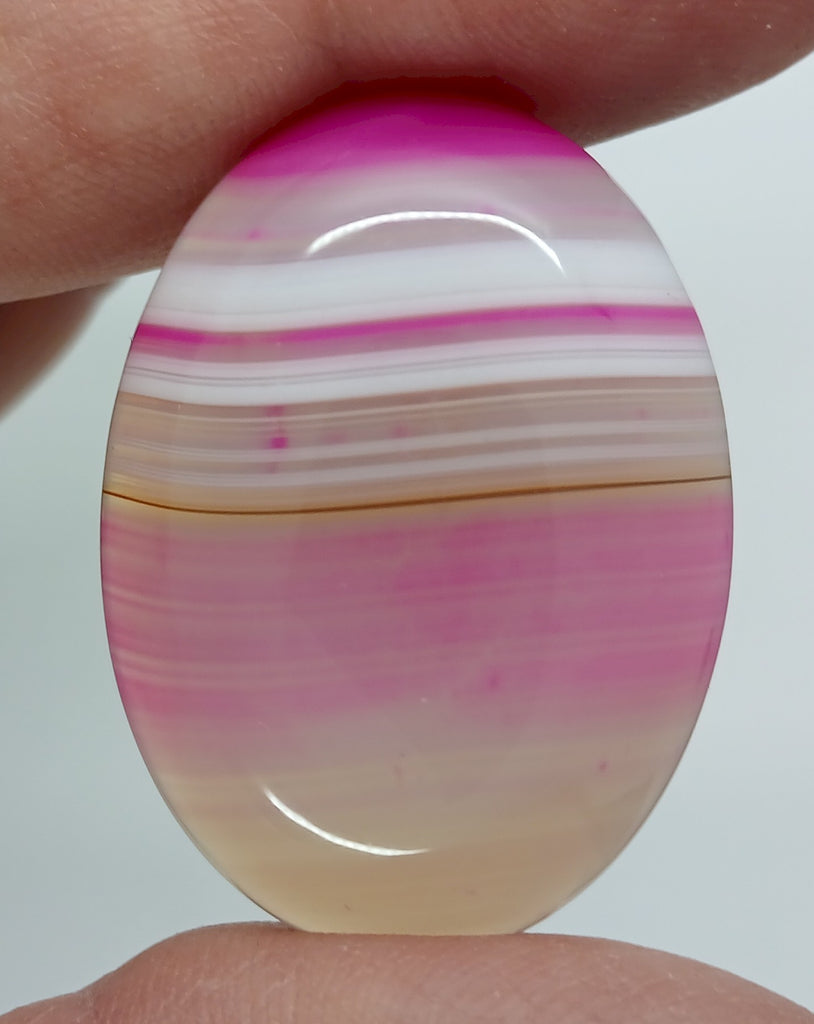 40x30mm Banded Agate Dyed Red to Purple Flat Back Gemstone Cabochon S4092i