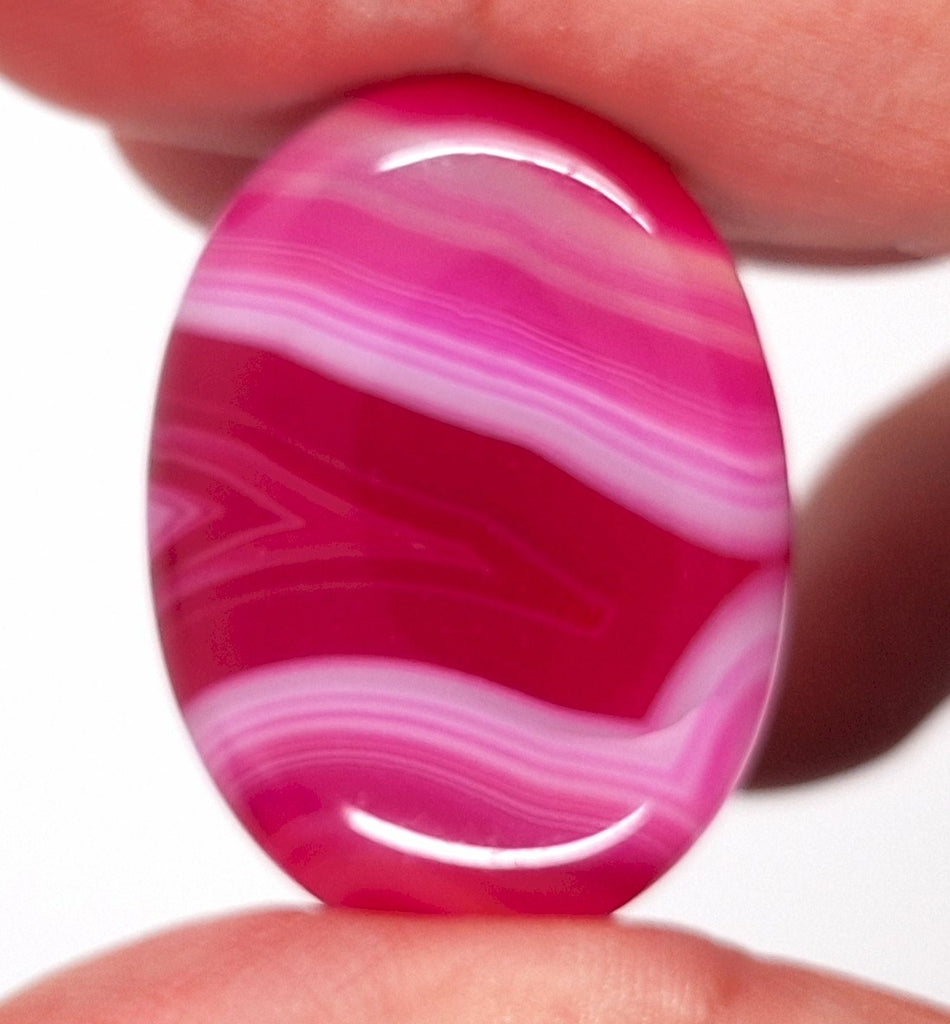 40x30mm Banded Agate Dyed Red to Purple Flat Back Gemstone Cabochon S4092o