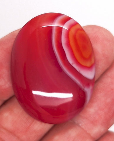 40x30mm Banded Agate Dyed Deep Red Cabochon Gemstone  S4117A
