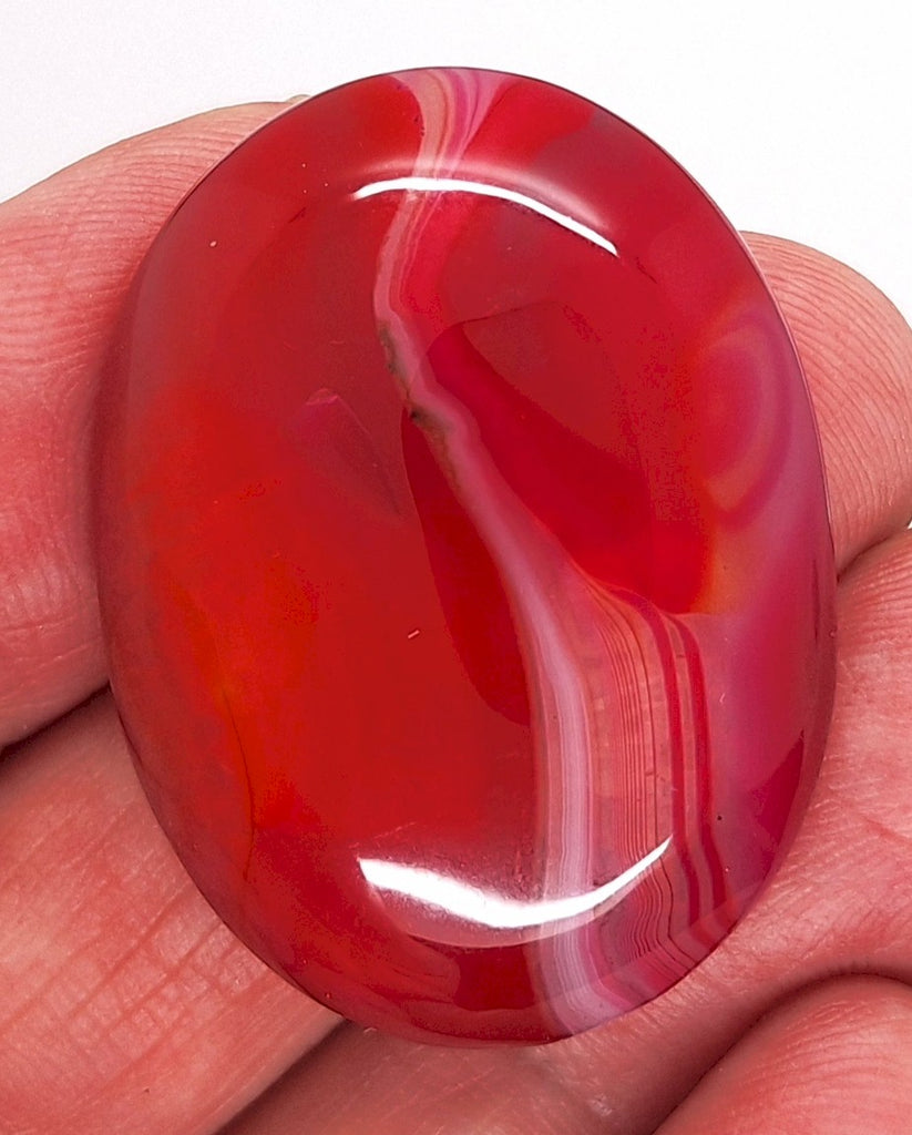40x30mm Banded Agate Dyed Deep Red Cabochon Gemstone  S4117G