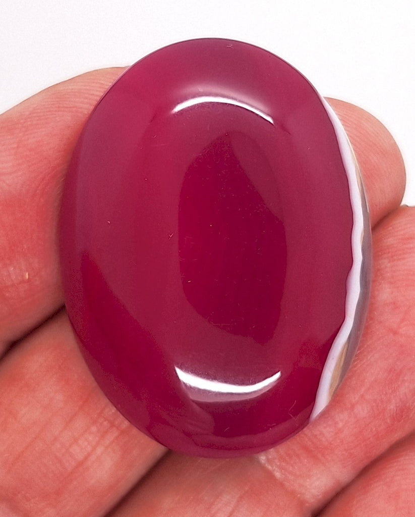 40x30mm Banded Agate Dyed Deep Red Cabochon Gemstone  S4117L