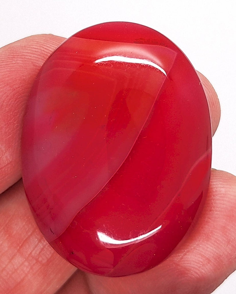 40x30mm Banded Agate Dyed Deep Red Cabochon Gemstone  S4117M