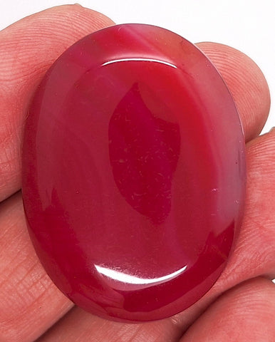 40x30mm Banded Agate Dyed Deep Red Cabochon Gemstone  S4117i