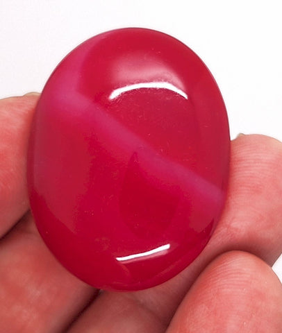 40x30mm Banded Agate Dyed Deep Red Cabochon Gemstone  S4117o