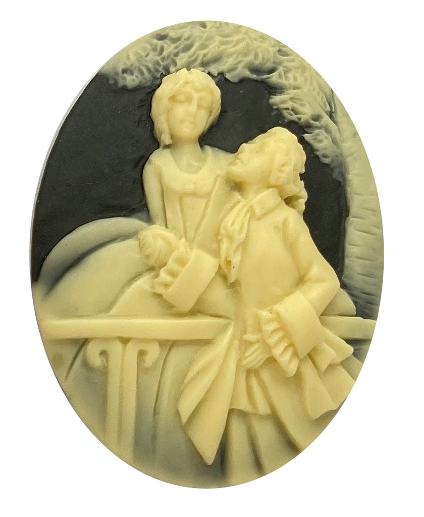 40x30mm Lovers Romantic Resin Cameo Cabochon Black Ivory S4139