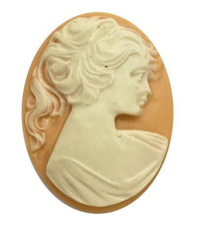 40x30mm Ponytail Girl Peach off White Resin Cameo Cabochon S4140