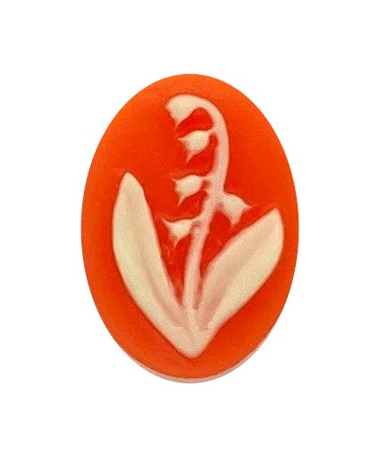 14x10mm orange ivory lily of the valley resin cabochon cameo S4155
