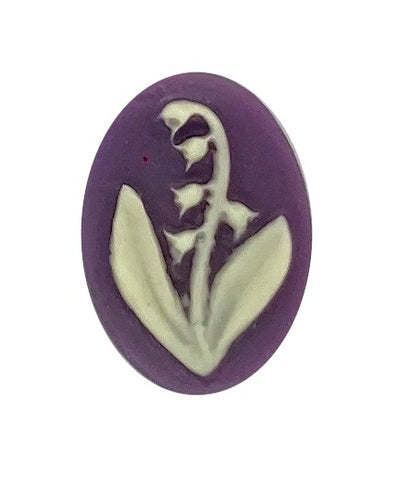 14x10mm purple ivory lily of the valley resin cabochon cameo S4156