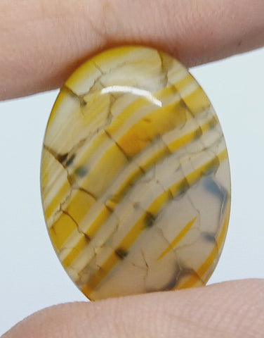 25x18mm Dyed Amber Dragon Vein Agate Cabochon Stone S4180A