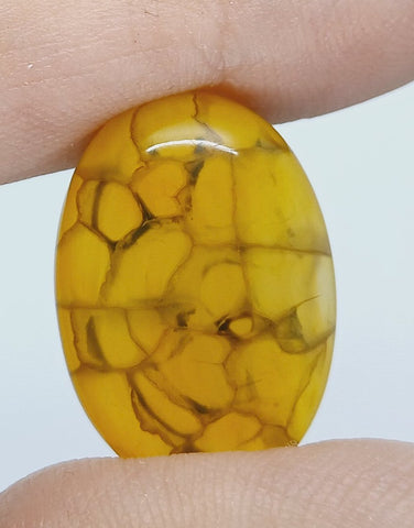 25x18mm Dyed Amber Dragon Vein Agate Cabochon Stone S4180B