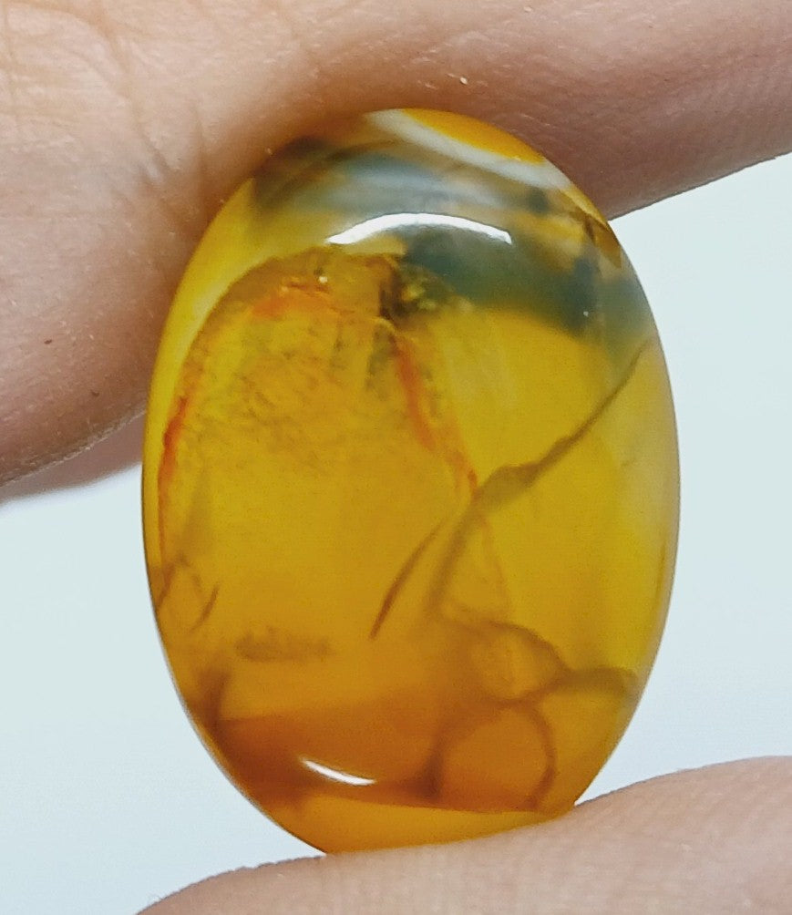 25x18mm Dyed Amber Dragon Vein Agate Cabochon Stone S4180G