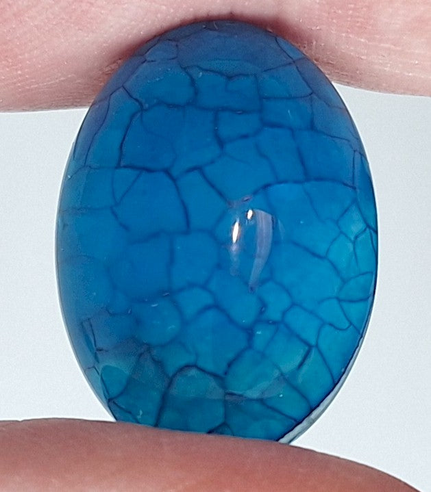 25x18mm Dyed Blue Agate Flat Back Oval Cabochon S4181A