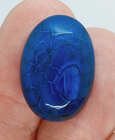 25x18mm Dyed Blue Agate Flat Back Oval Cabochon S4181A