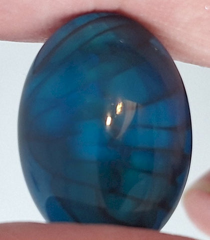 25x18mm Dyed Blue Agate Flat Back Oval Cabochon S4181B