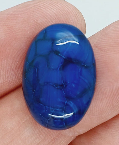 25x18mm Dyed Blue Agate Flat Back Oval Cabochon S4181B