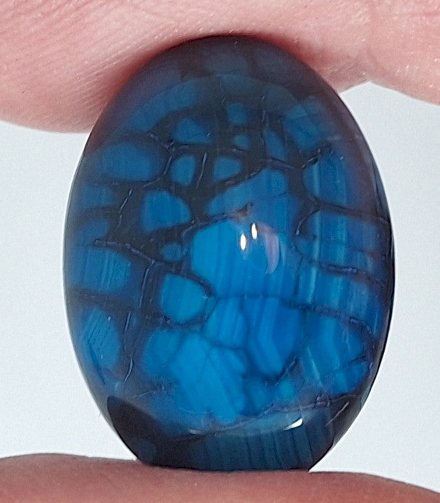 25x18mm Dyed Blue Agate Flat Back Oval Cabochon S4181C