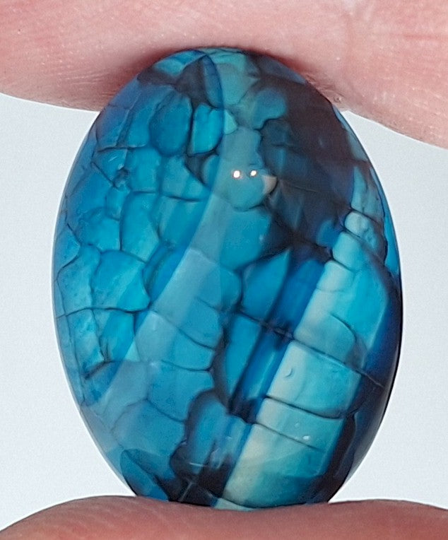 25x18mm Dyed Blue Agate Flat Back Oval Cabochon S4181D