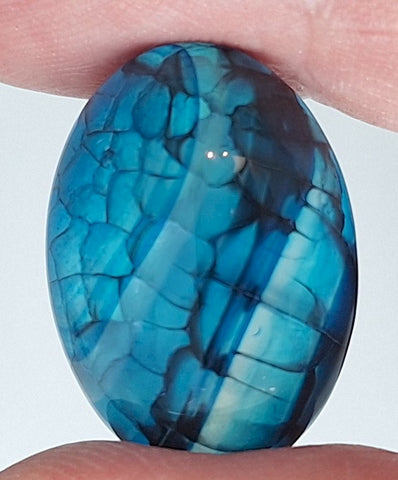 25x18mm Dyed Blue Agate Flat Back Oval Cabochon S4181D