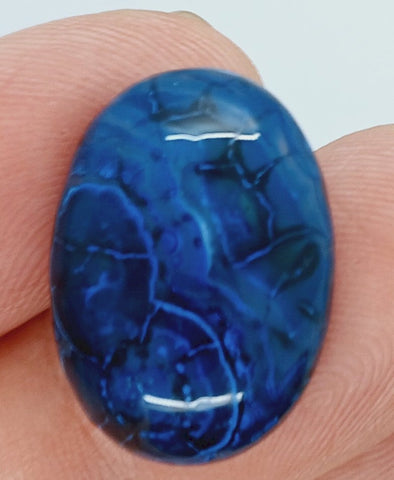 25x18mm Dyed Blue Agate Flat Back Oval Cabochon S4181D