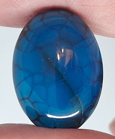 25x18mm Dyed Blue Agate Flat Back Oval Cabochon S4181E