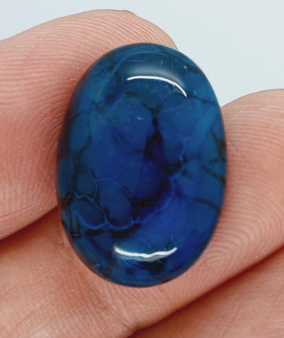 25x18mm Dyed Blue Agate Flat Back Oval Cabochon S4181E