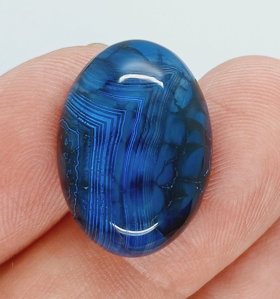 25x18mm Dyed Blue Agate Flat Back Oval Cabochon S4181F